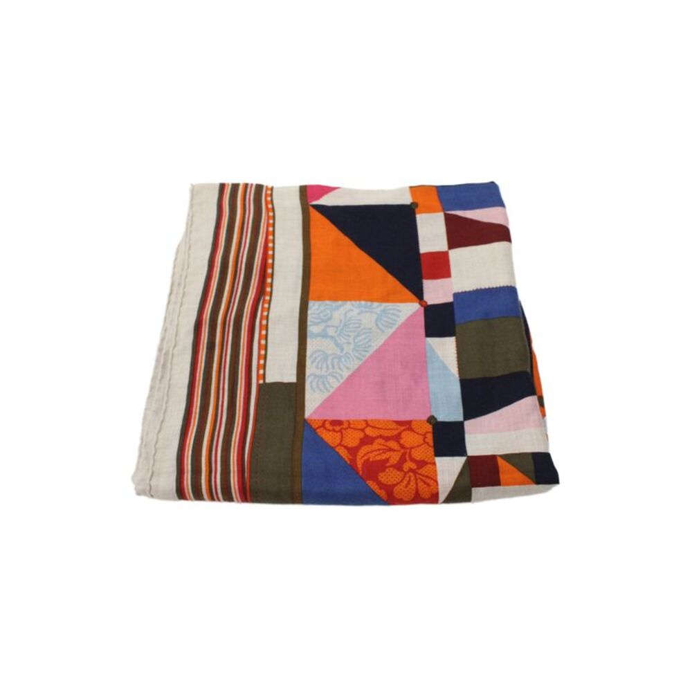 Hermes Womens Cashmere L'Art du Bojagi Geometric Print Classic Wrap Scarf Beige